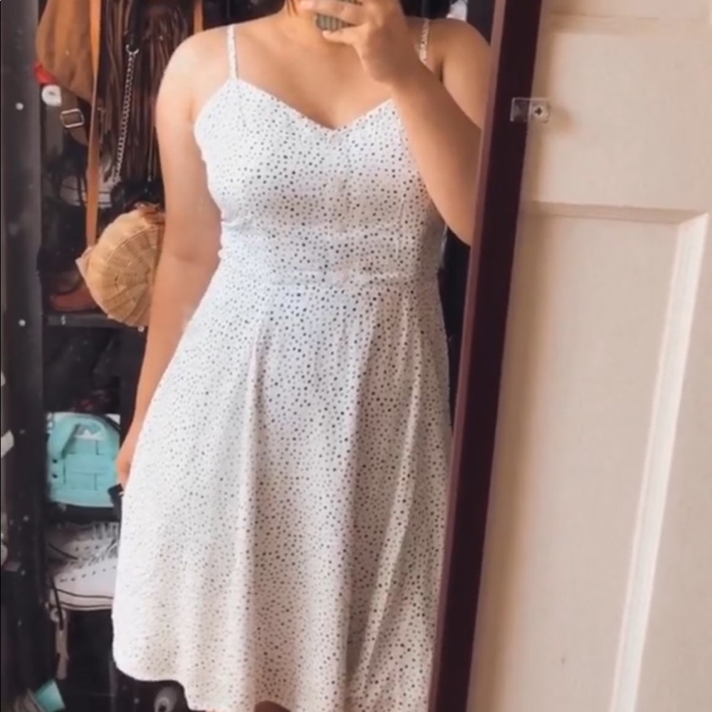 GAP white polka dot cami fit & flare dress